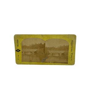 Antique Stereoscope Card Oak Bridge Central Park NY